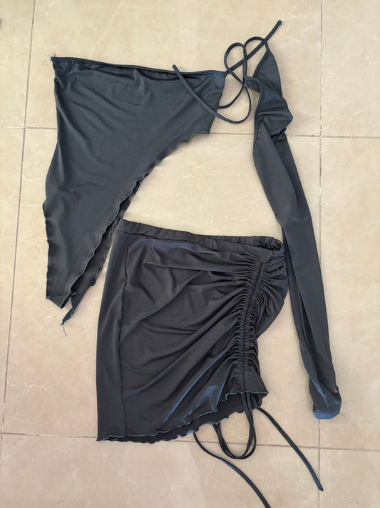 coordinato top gonna spallina